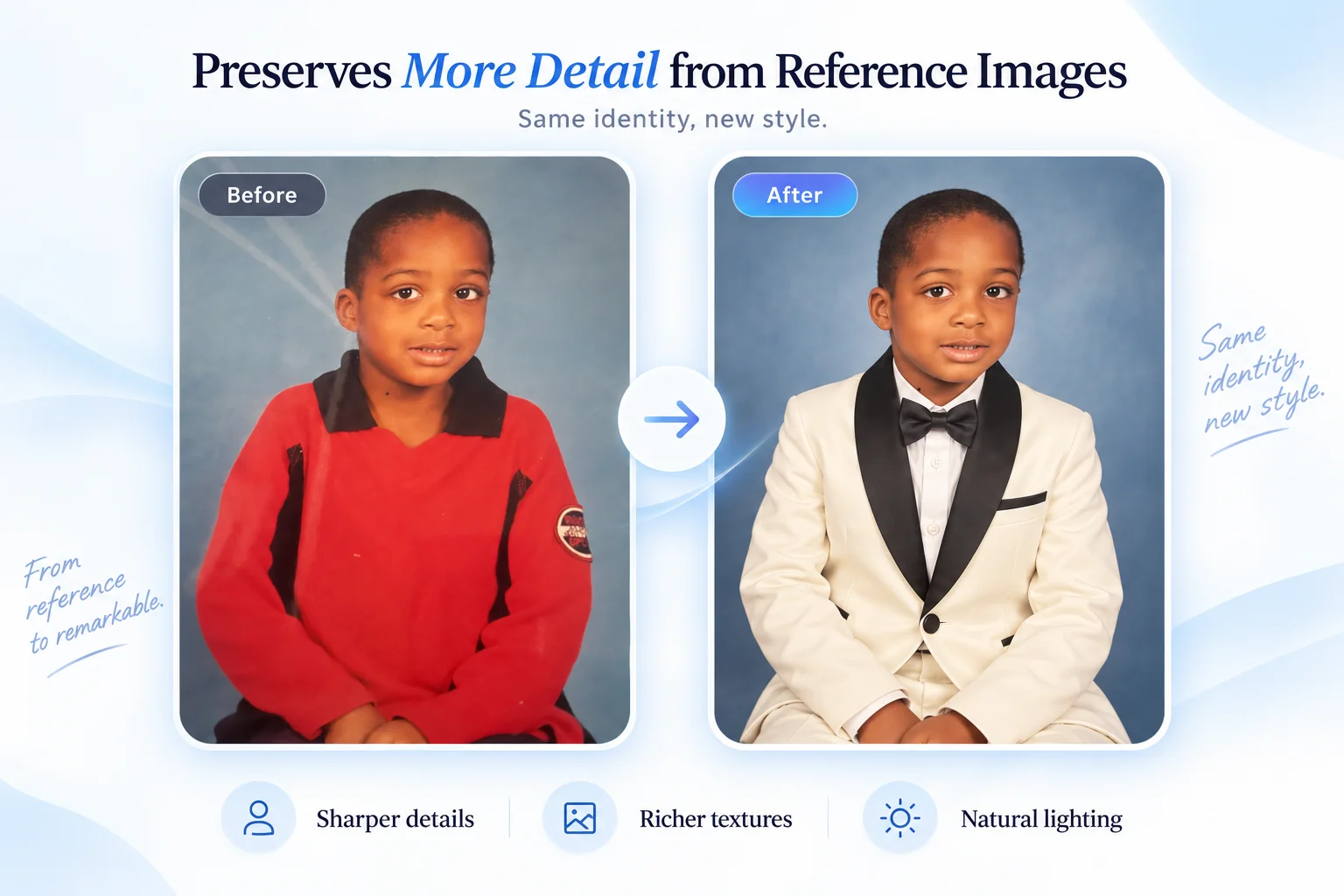 Reference → formal portrait