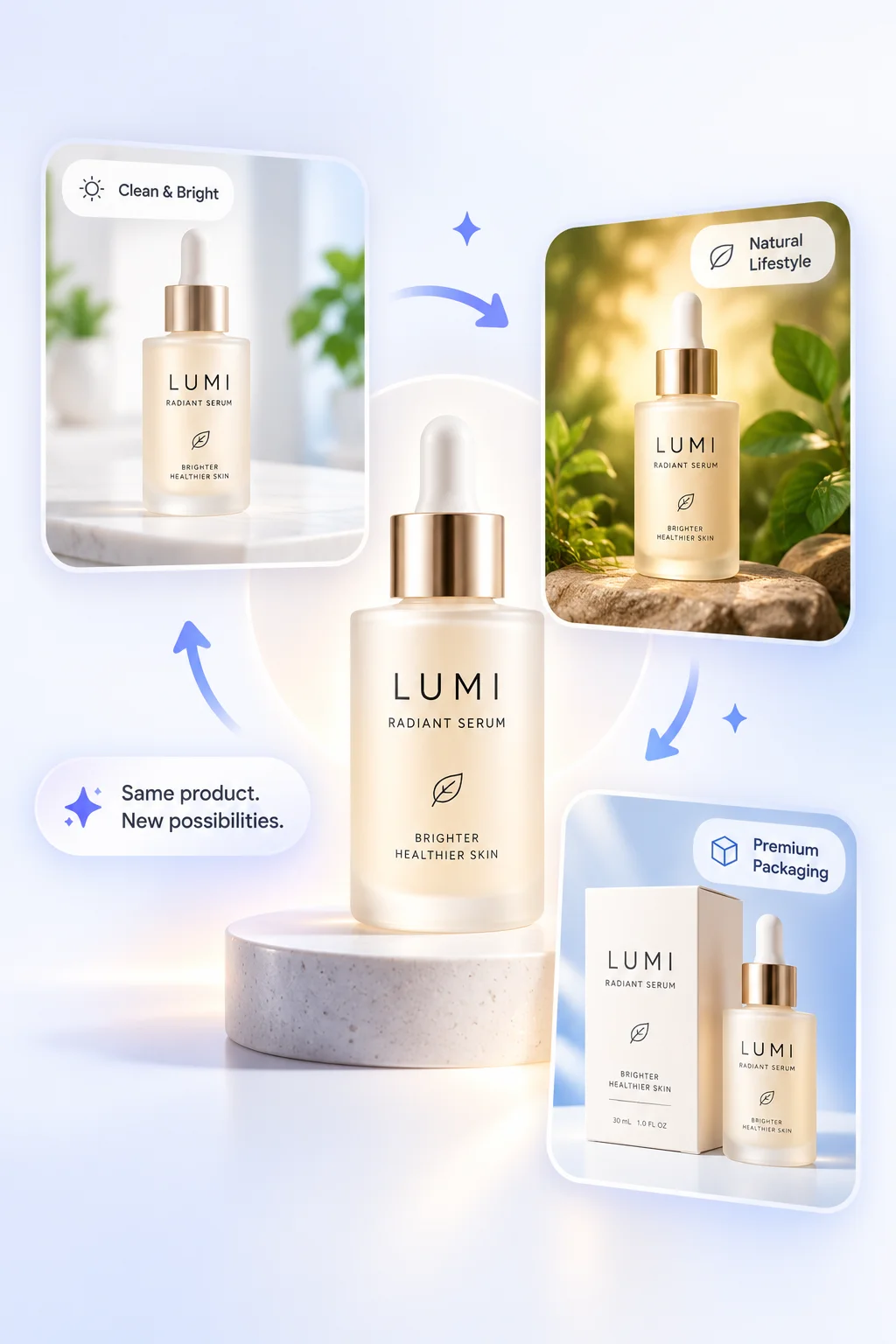 Product Scenes from One Reference